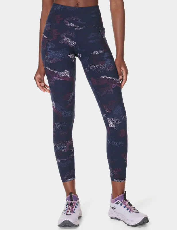 Power 7/8 Gym Leggings - Blue Spray Camo Print Elegant Embellished Leggings