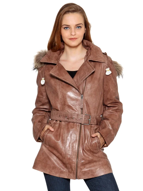 Teakwood Tan Women Genuine Leather Jacket