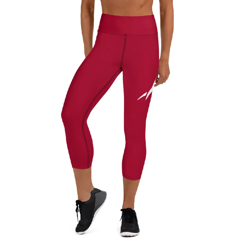 Prim8te Capri Leggings - Give Em Hell - Dark Red Stylish Ultra Stretch Leggings