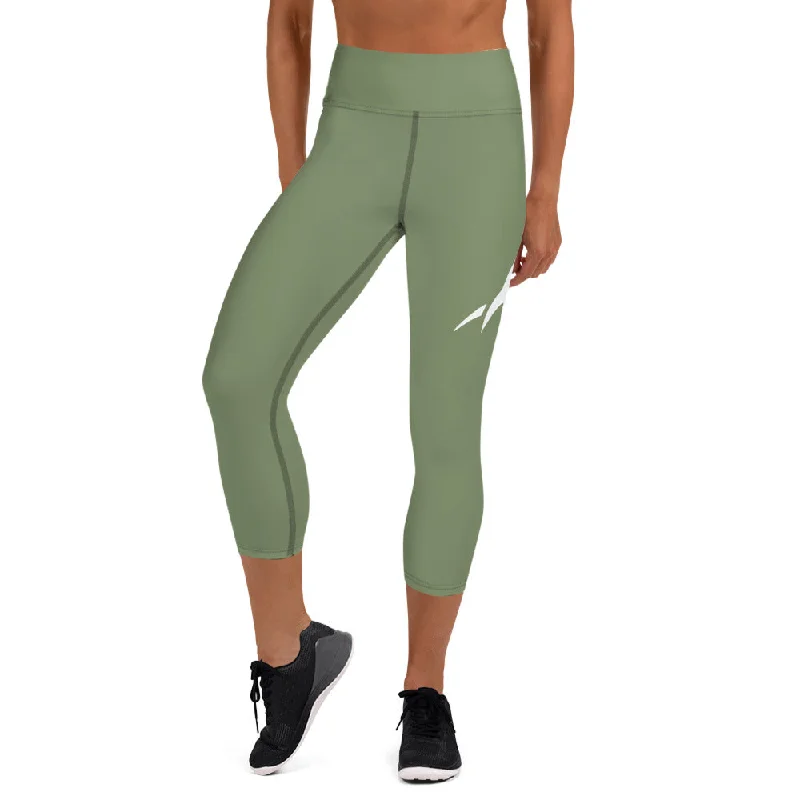 Prim8te Capri Leggings - Give Em Hell - Camo Green Trendy Flared Leggings