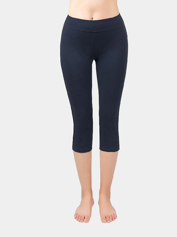 Yoga Cropped Cotton Sports Leggings Blue Trendy Sporty Compression Leggings