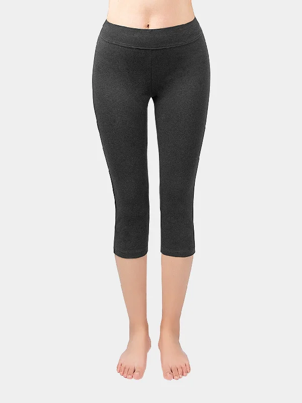 Yoga Cropped Cotton Sports Leggings Grey Comfortable Printed Workout Leggings