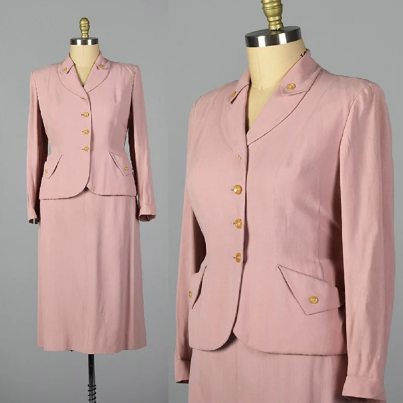 1950s Pink Skirt Suit wool skirt warm