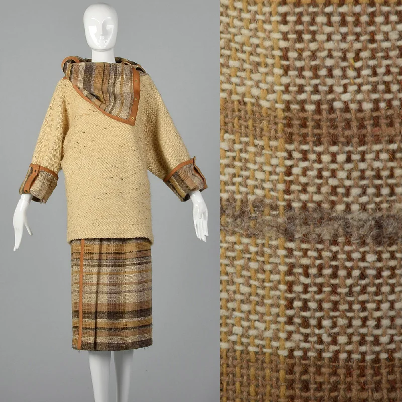 1970s Wool Tweed Skirt Set relaxed fit skirt