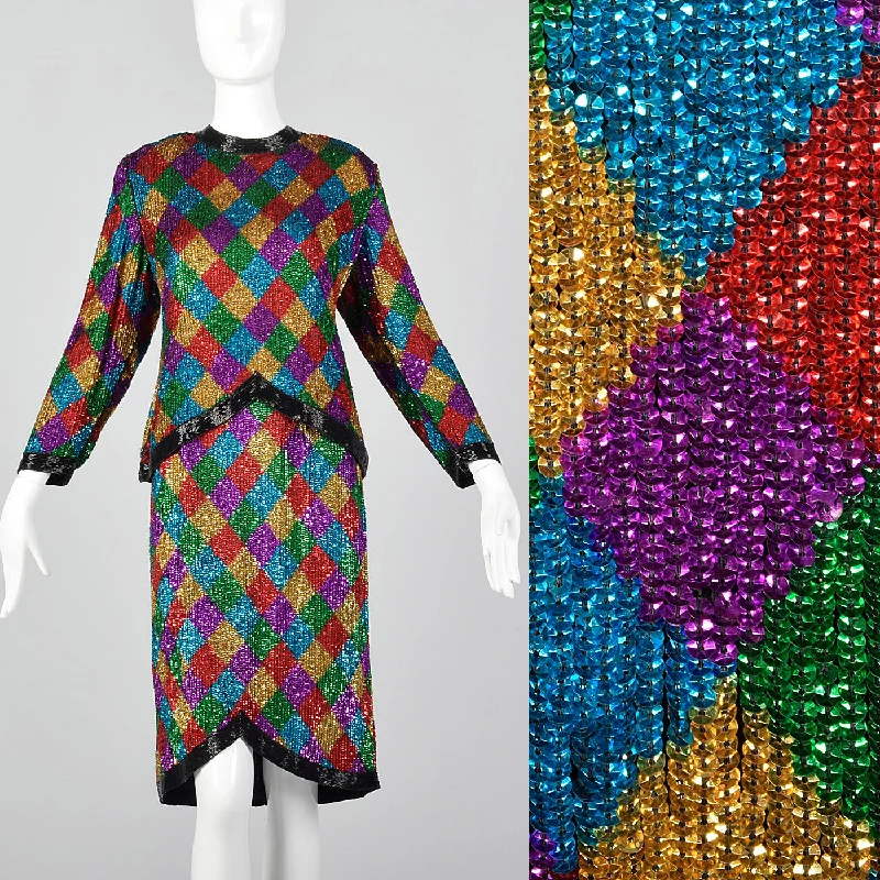 1990s Sequin Two Piece Skirt Set corduroy skirt comfortable