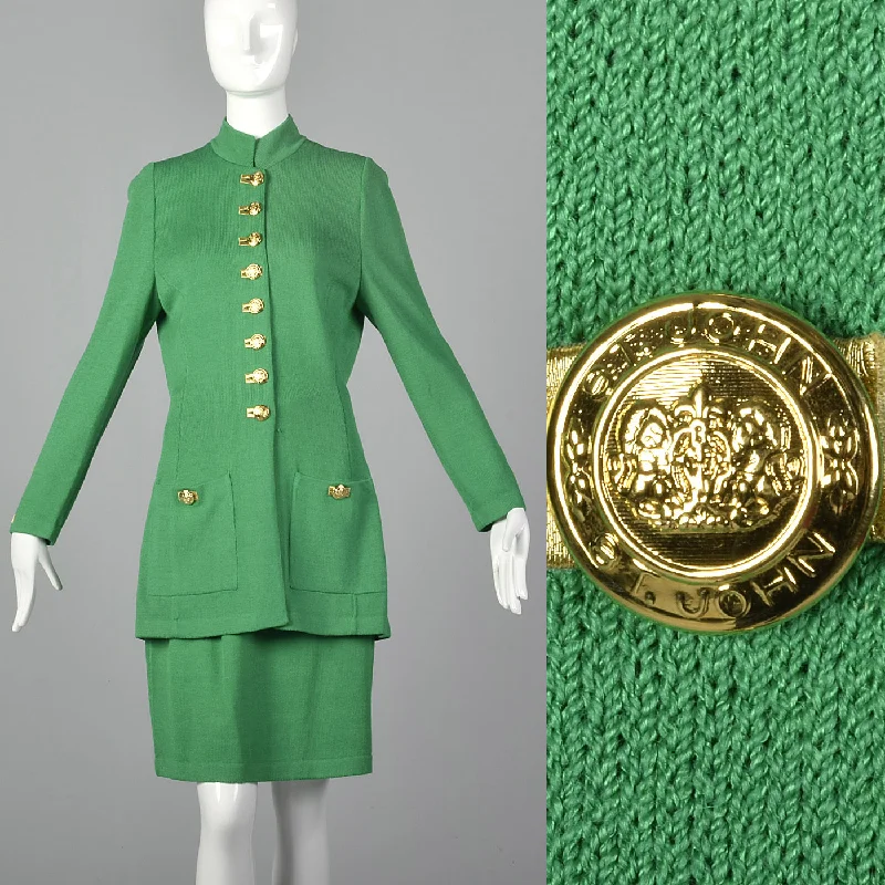 1990s St John Green Knit Skirt Suit corduroy skirt durable