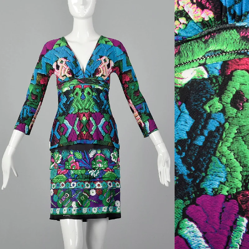 2010s Roberto Cavalli Signed Skirt Set corduroy skirt textured