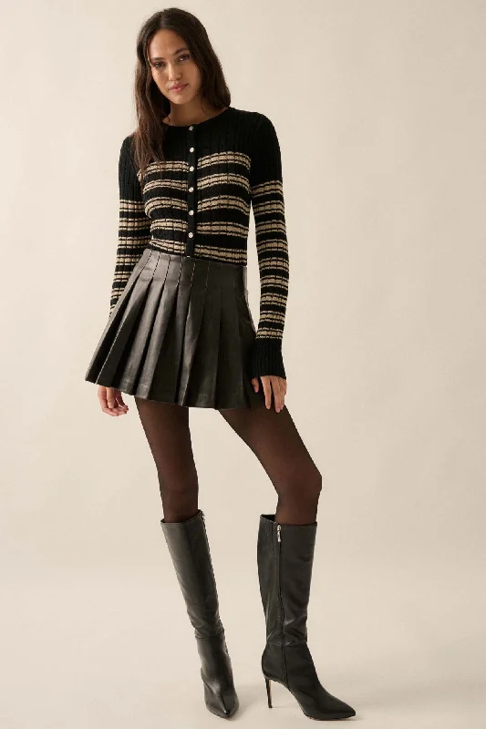 Brat Attack Pleated Vegan Leather Mini Skirt cashmere skirt plush