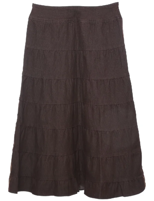 Brown Denim Skirt - M leather skirt bold