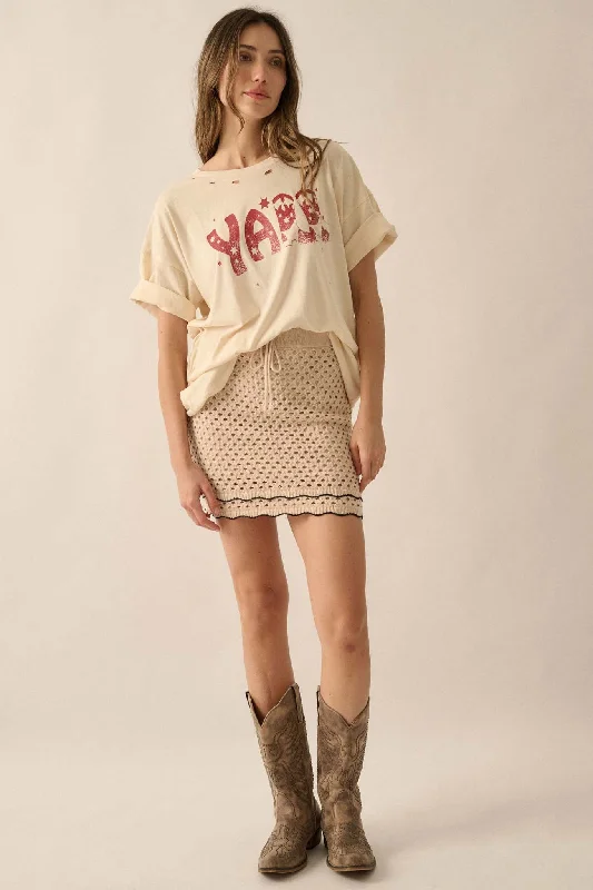 Crochet Away Pointelle Crochet-Knit Mini Skirt midi skirt versatile