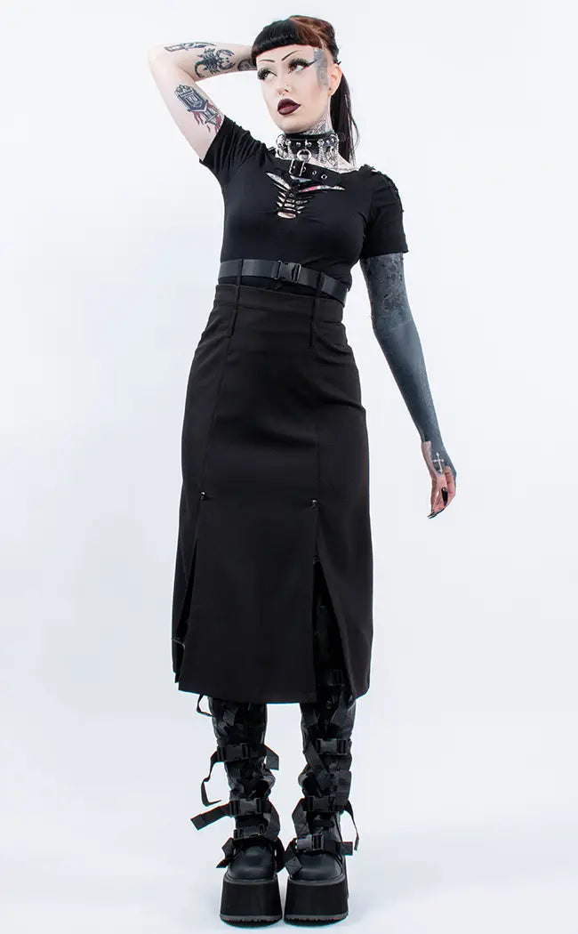 Dark Aura Midi Skirt wool skirt thick
