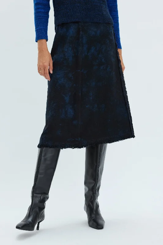 Denim Indigo Aurora Skirt silk skirt lustrous