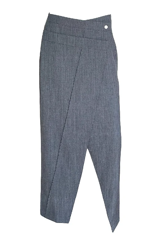 Double Waistband Overlap Skirt wool skirt sturdy