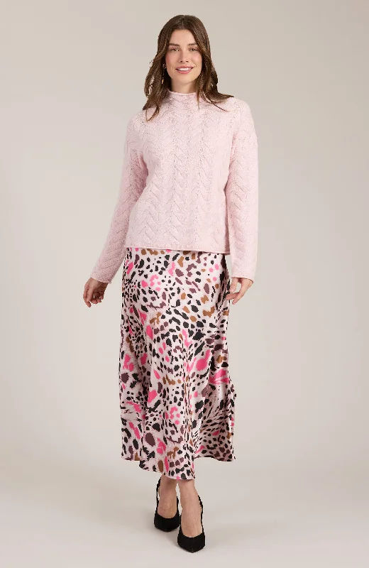 Edie Charmeuse Pink Cheetah Skirt - Pink Cheetah lightweight skirt design