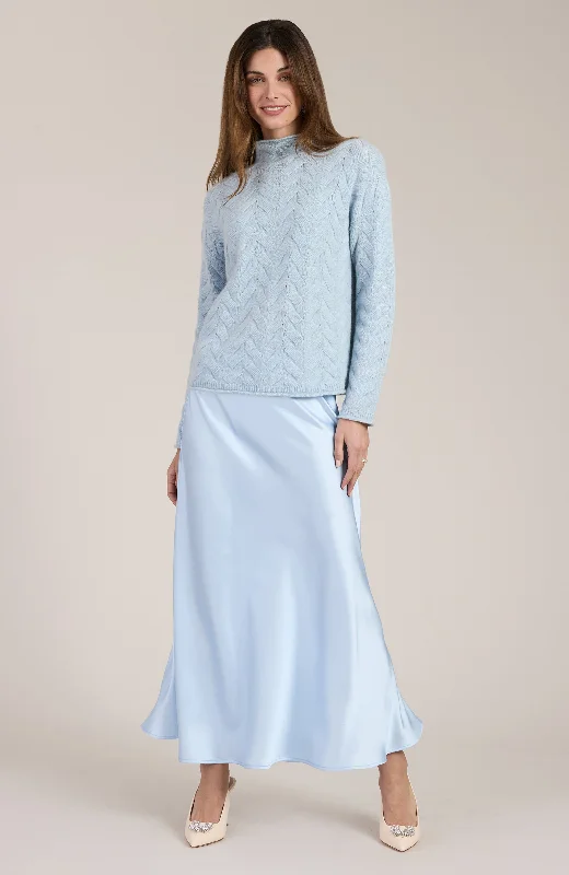 Edie Charmeuse Skirt - Light Blue denim skirt trendy