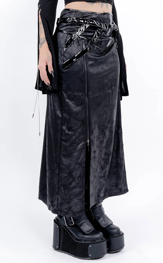 Evil Awakened Maxi Skirt denim skirt classic