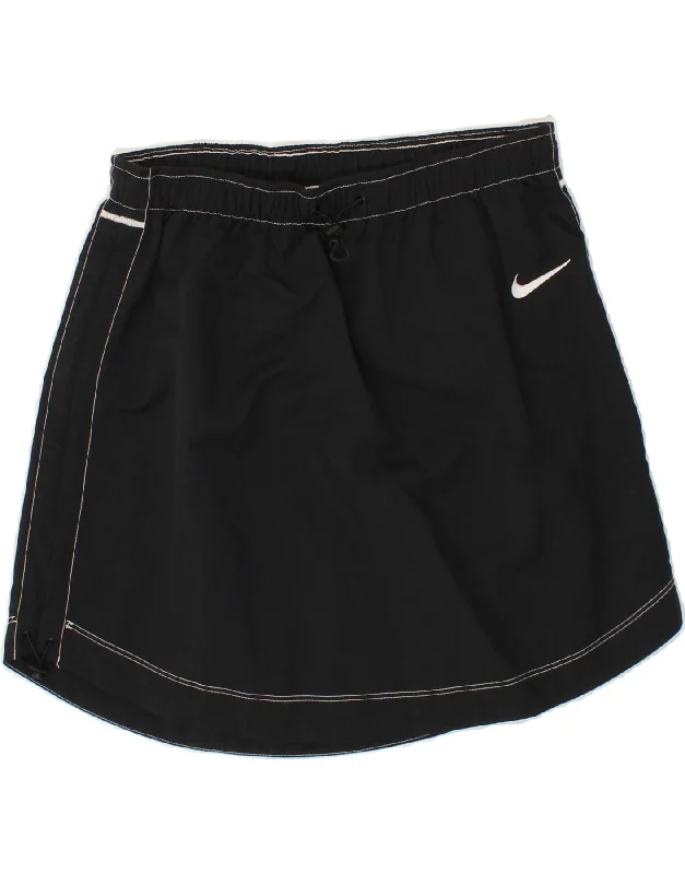 NIKE Womens Tennis Skirt UK 10 Small  Black Nylon denim skirt casual