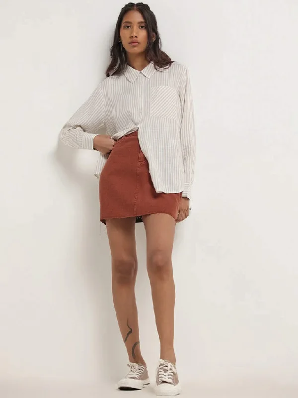 Nuon Rust Denim Skirt cashmere skirt rich