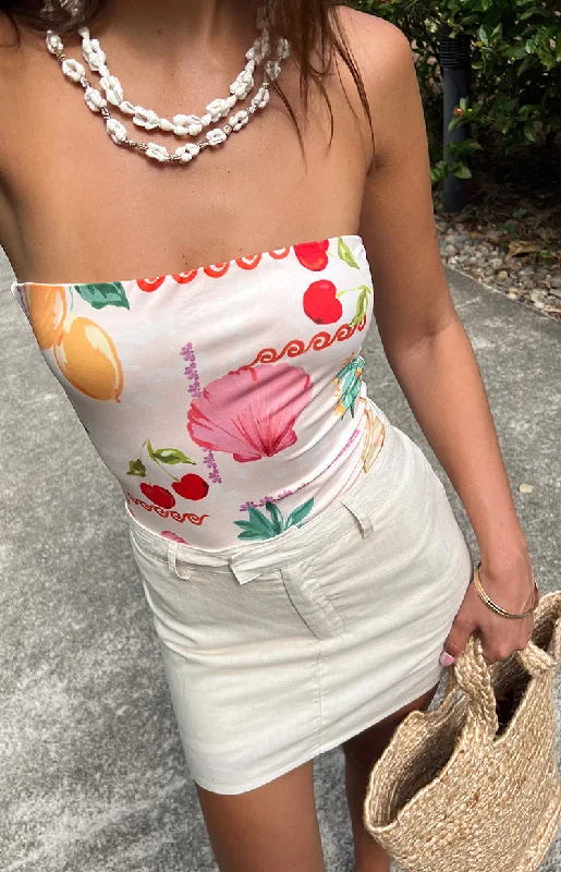 Olivia Oat Linen Blend Mini Skirt silk skirt lustrous