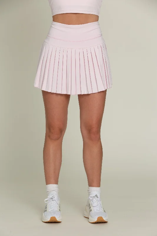 15" Pearl Pink Pleated Tennis Skirt ribbed skirt waist