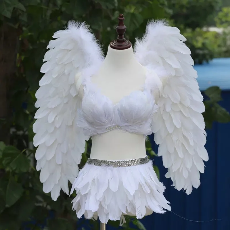 Performance and Show Feather Wings, Bra and Skirt Set wool skirt sturdy
