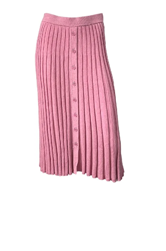 Pleated Button Up Midi Skirt chiffon skirt airy