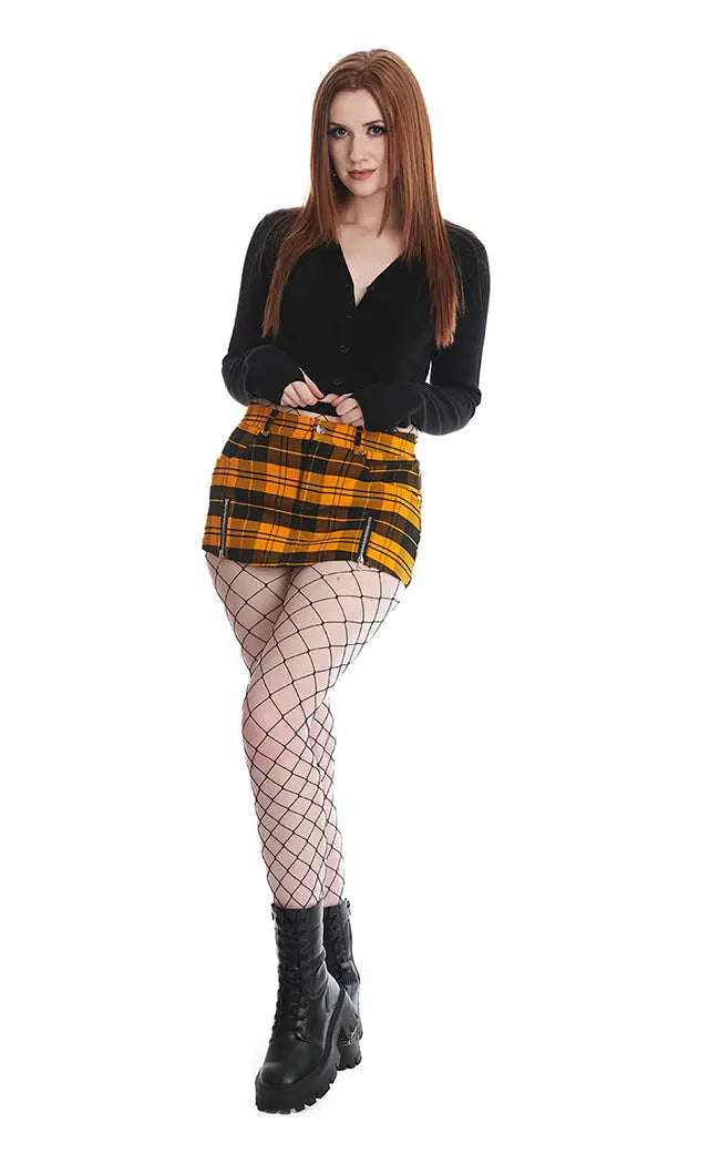 Rochelle Check Mini Skirt zip skirt side