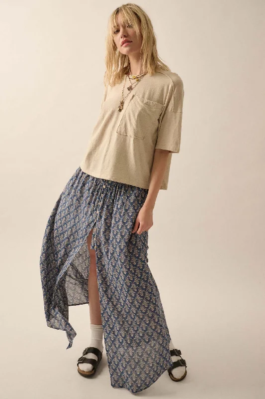 Romantic Beauty Floral Button-Front Maxi Skirt cashmere skirt rich