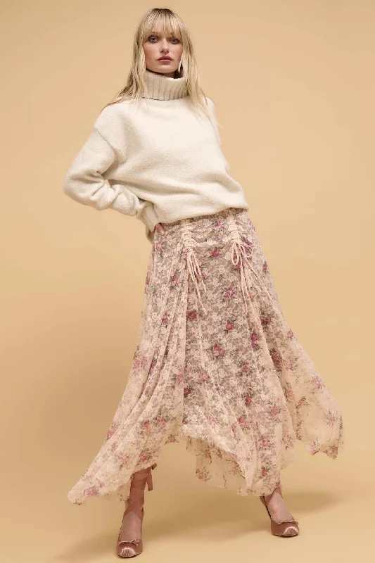 Secret Garden Floral-Print Lace Maxi Skirt cashmere skirt rich