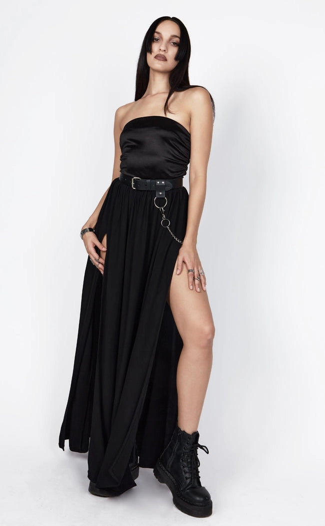 Suspiria Split Maxi Skirt velvet skirt plush