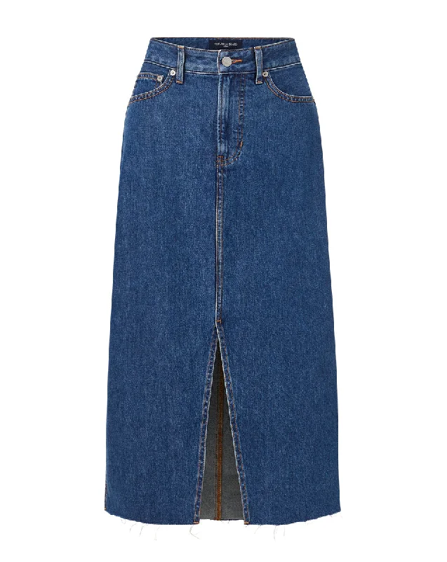 Victoria denim midi skirt silk skirt elegant