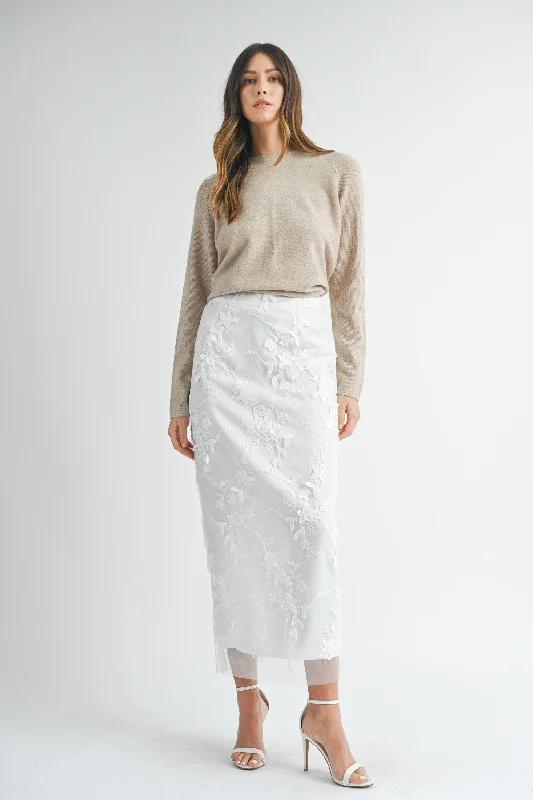 White Mesh Lace Maxi Skirt Final sale summer skirt style
