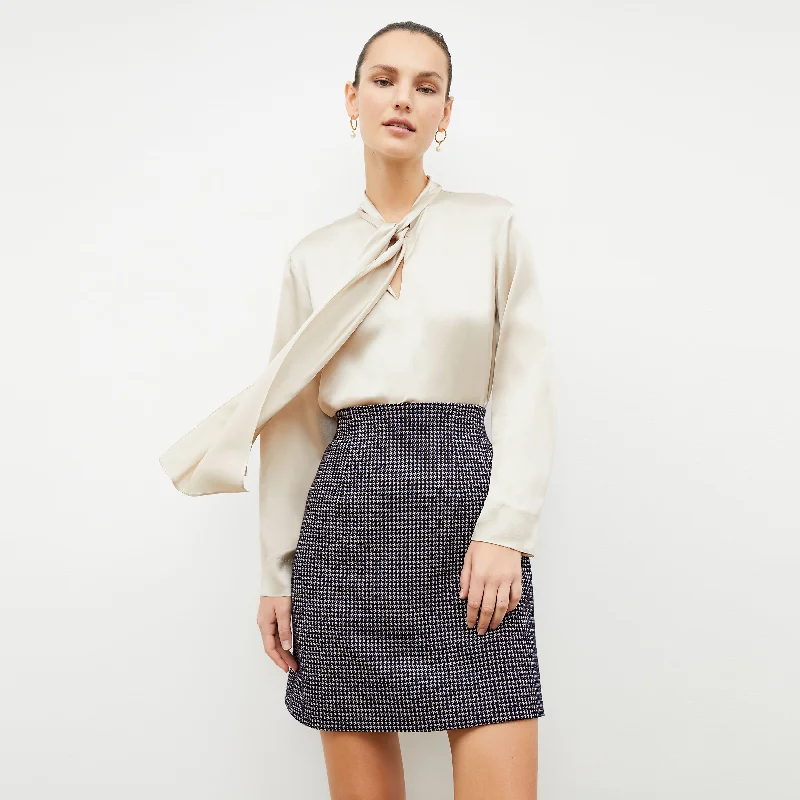 Whitney Skirt - Stretch Houndstooth :: Black / White leather skirt sleek