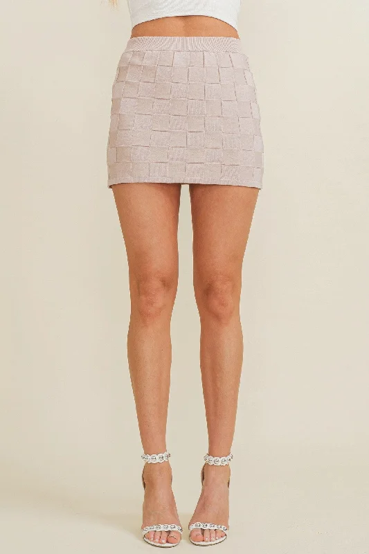 Your Move Checkerboad Knit Skirt in Taupe FINAL SALE floral skirt print