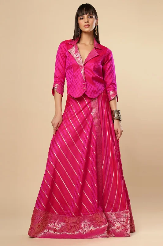 Zaira Pink Art Silk Leheriya Wrap Around Ethnic Saree Skirt lace skirt intricate
