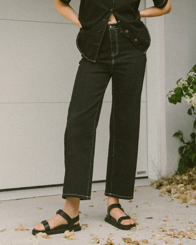 Lola Denim Jeans | Black Denim Trendy Low-Rise Bootcut Jeans