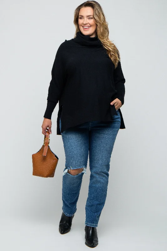 Blue Distressed Knee Skinny Maternity Plus Jeans Trendy Low-Rise Slim Jeans