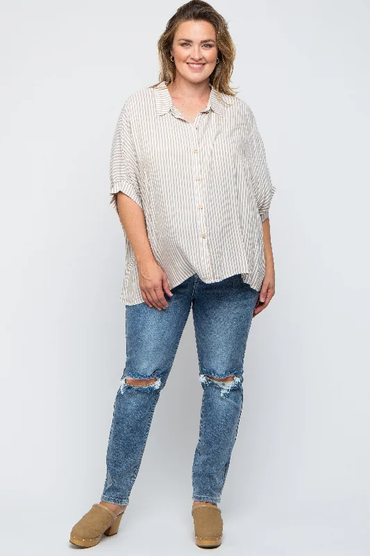 Blue Distressed Ripped Knee Maternity Plus Jeans Trendy Skinny Fit Jeans