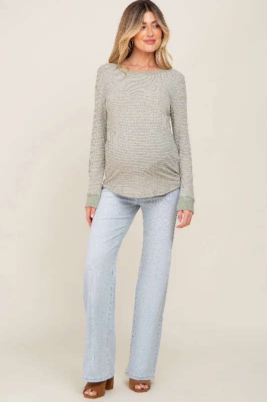 Light Blue Basic Maternity Wide Leg Jeans Trendy Cut-Off Denim Shorts