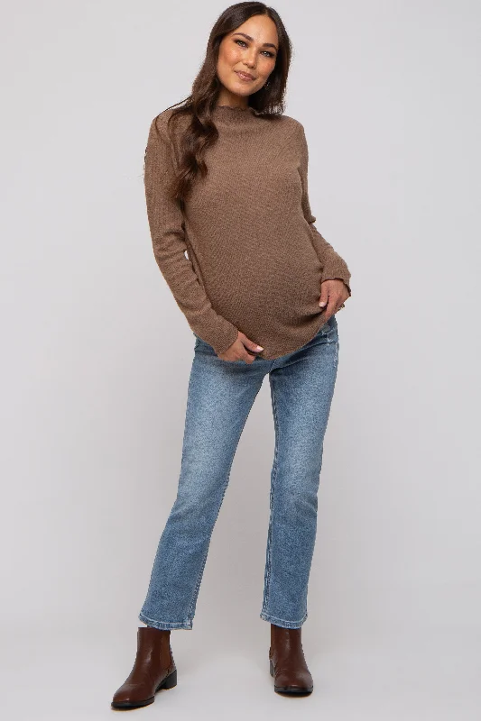 Light Blue Distressed Crop Maternity Jeans Elegant Dark-Wash Bootcut Jeans