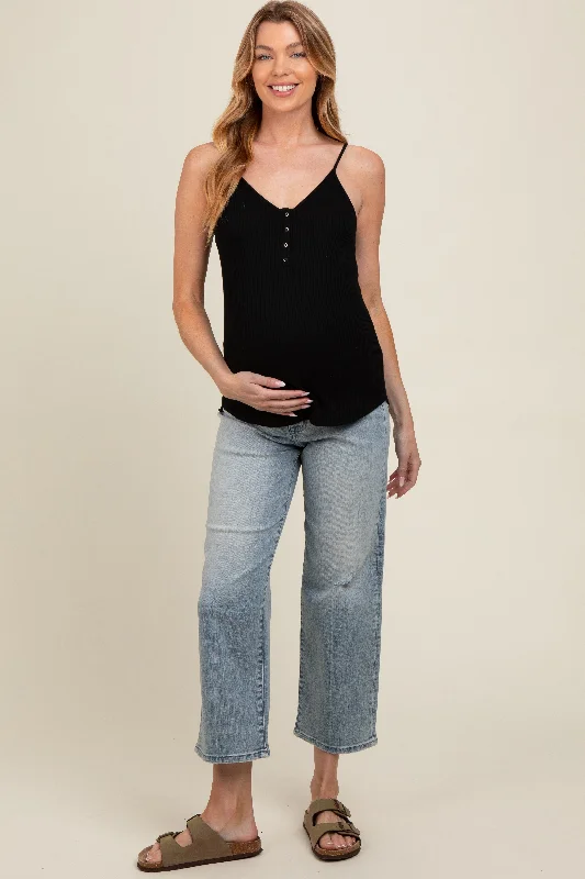 Light Blue Distressed Maternity Wide Leg Ankle Crop Jeans Fashionable Raw Hem Bootcut Jeans Light Blue Distressed Maternity Wide Leg Ankle Crop Jeans Fashionable Raw Hem Bootcut Jeans