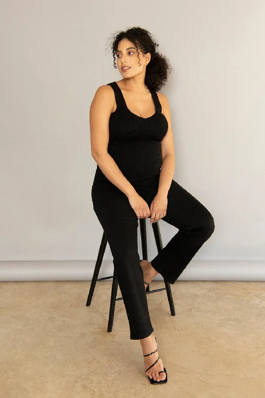Maternity Straight Jeans - Black Casual High-Waisted Bootcut Jeans