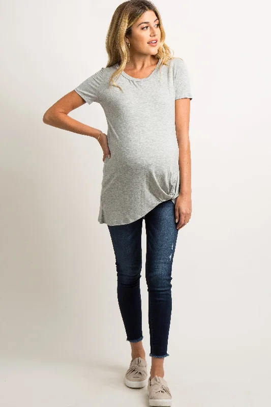 PinkBlush Blue Dark Wash Slightly Distressed Skinny Jeans Casual Straight-Leg Jeans