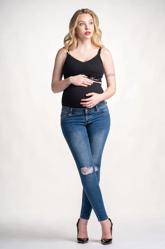 Santa Monica Skinny Maternity Jeans Comfortable Dark Wash Jeans