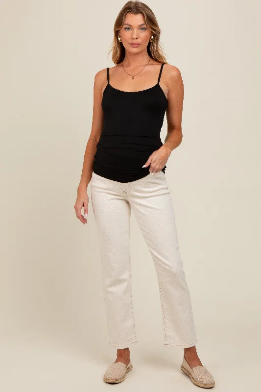 White Straight Leg Maternity Jeans Comfortable Flare Leg Jeans