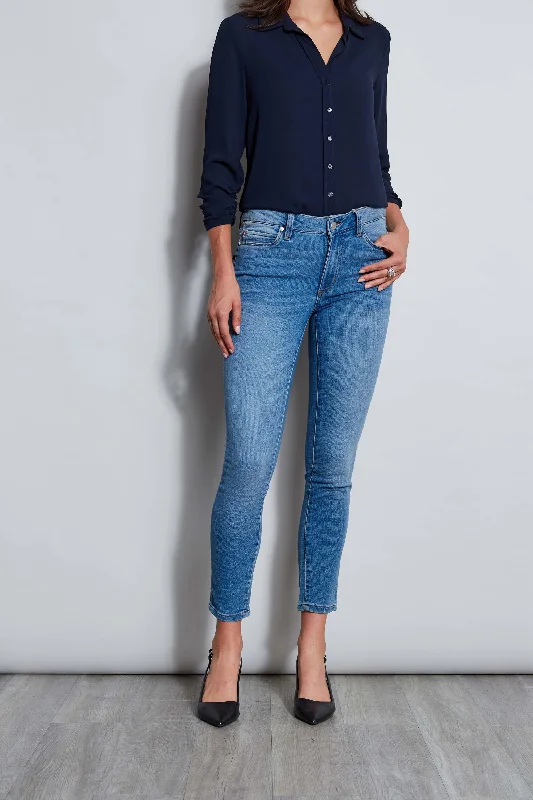 Tahari 28" Skinny Denim Jeans Casual Wide-Legged Denim Jeans