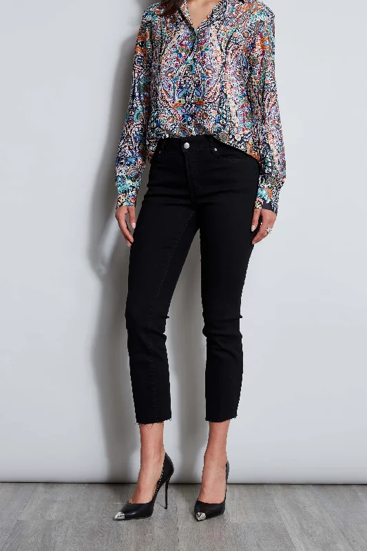 Tahari 28" Mid Rise Skinny Jeans Fashionable Raw Edge Jeans