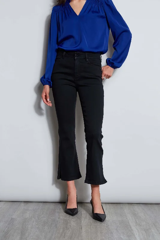 Tahari 28" Micro Flare Slit Jeans Comfortable Flare Leg Jeans
