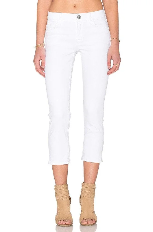 Hudson Jeans Crop Fallon Straight In White Comfortable Zip-Fly Denim Jeans