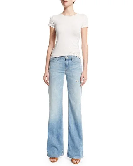 Hudson Jeans Piper Wide Leg In Sky Blossom Fashionable Frayed Hem Denim
